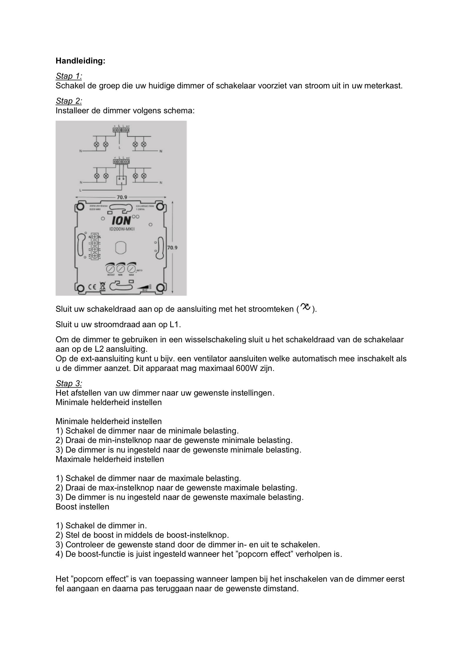 ION INDUSTRIES IDMKII 200 Watt led dimmer zonder nuldraad ID200W