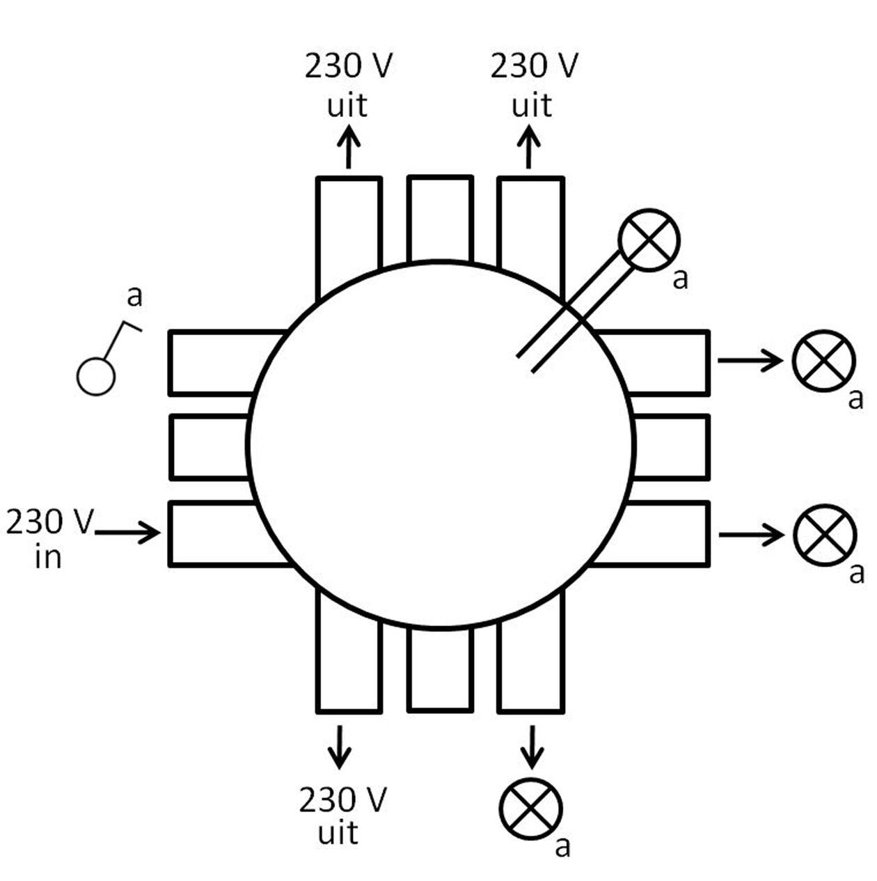 Attema Stekerbare centraaldoos enkelpolige schakeling-4 lichtp