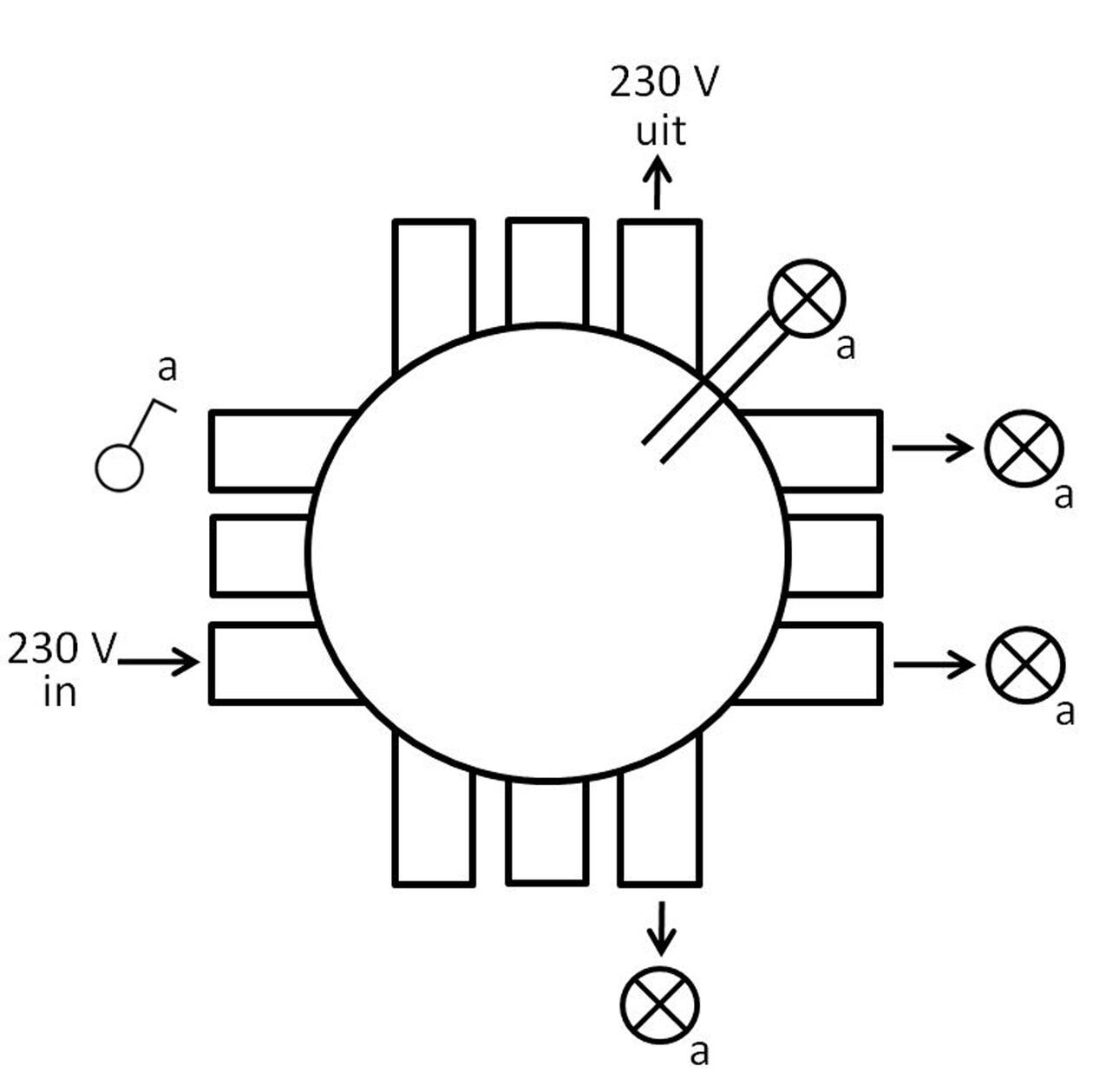 Attema Stekerbare centraaldoos enkelpolige schakeling 4-voudig