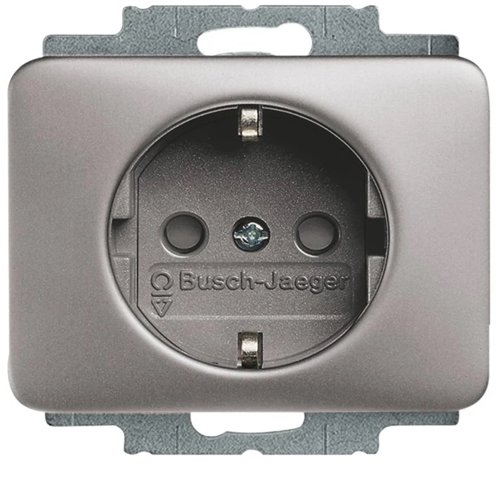 ABB Busch-Jaeger Alpha exclusive, Alpha nea wandcontactdoos met randaarde, kinderveilig Platina