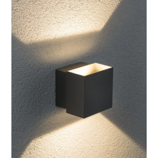 Paulmann LED-wandlamp Cybo IP65 hoekig 100x100mm 2700K 2x3,5W 355lm / 355lm 230V Grijs Aluminium Paulmann LED-wandlamp Cybo IP65 hoekig 100x100mm 2700K 2x3,5W 355lm / 355lm 230V Grijs Aluminium