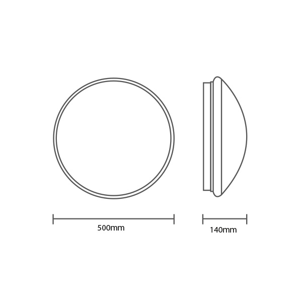 Interlight Led plafonniere armatuur led 3000K 32W 2560LM 500MM ip44