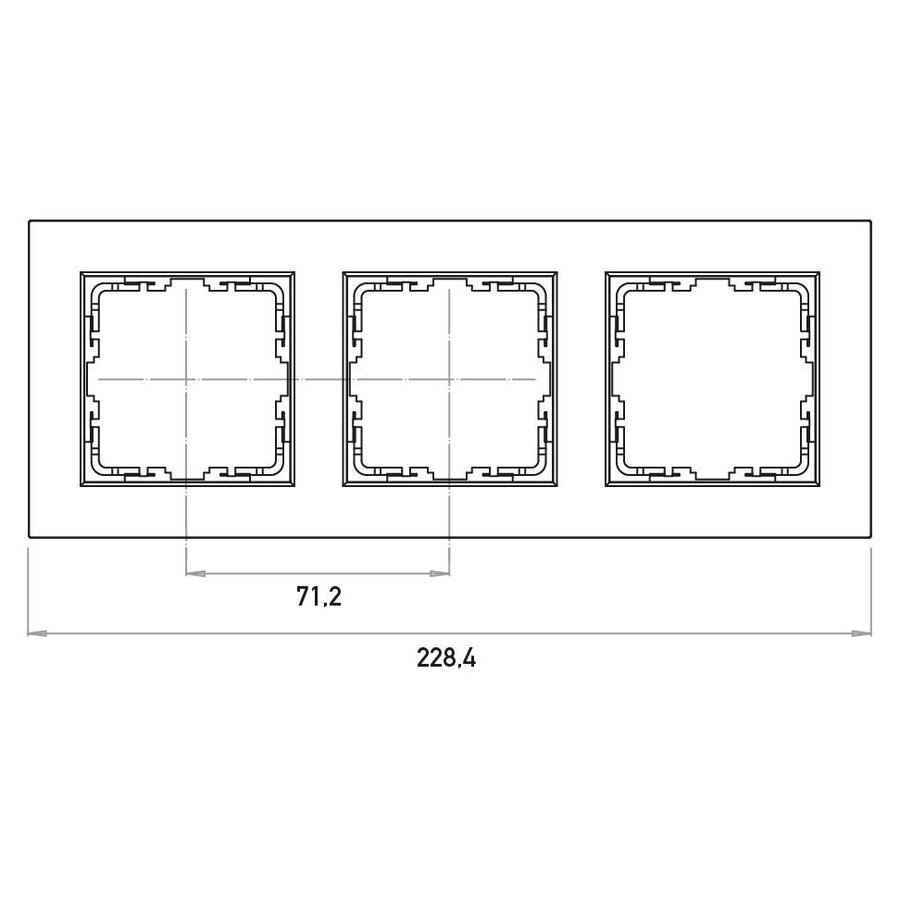 Kopp HK 07 HK07 - afdekraam 3-voudig met tekstvenster horizontaal staal