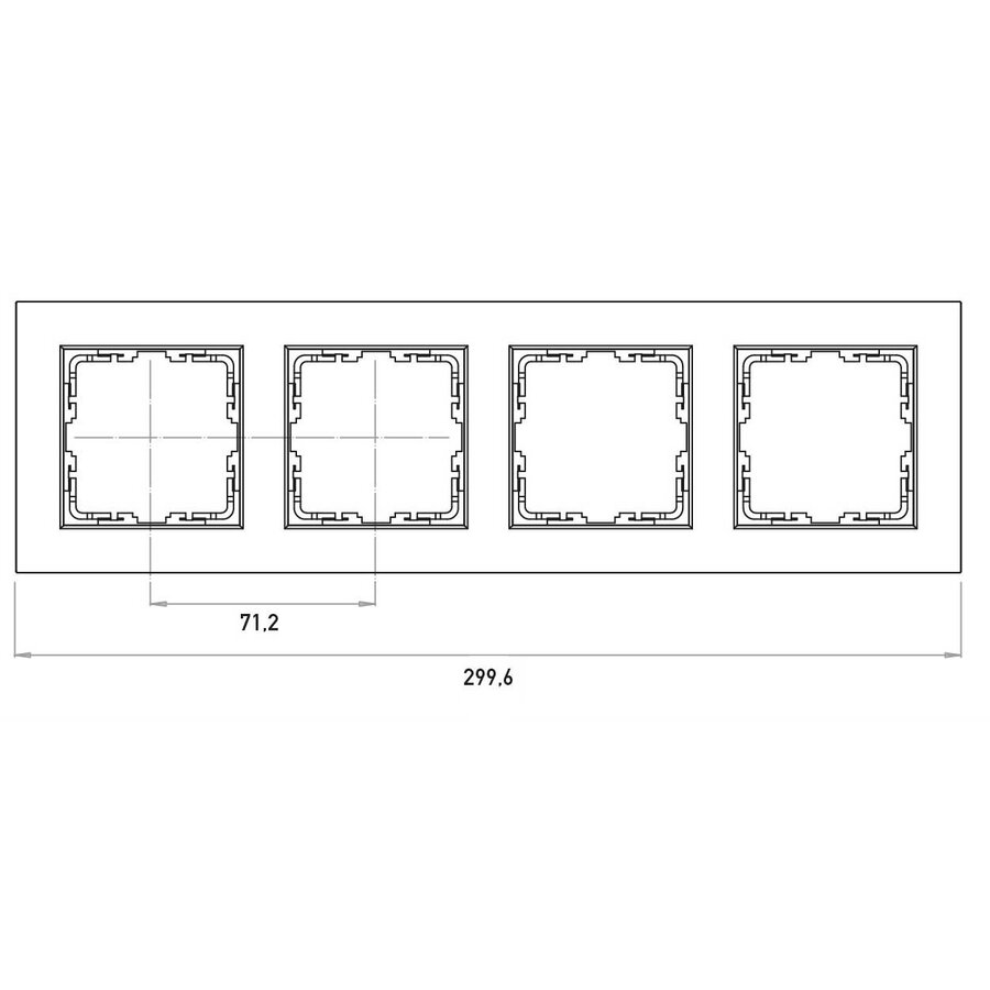 Kopp HK 07 HK07 - afdekraam 4-voudig met tekstvenster horizontaal staal
