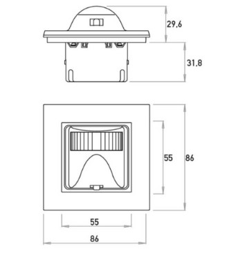 Kopp HK07 - bewegingsmelder 180°, 55MM, 3-draads, 1.000W, helder wit