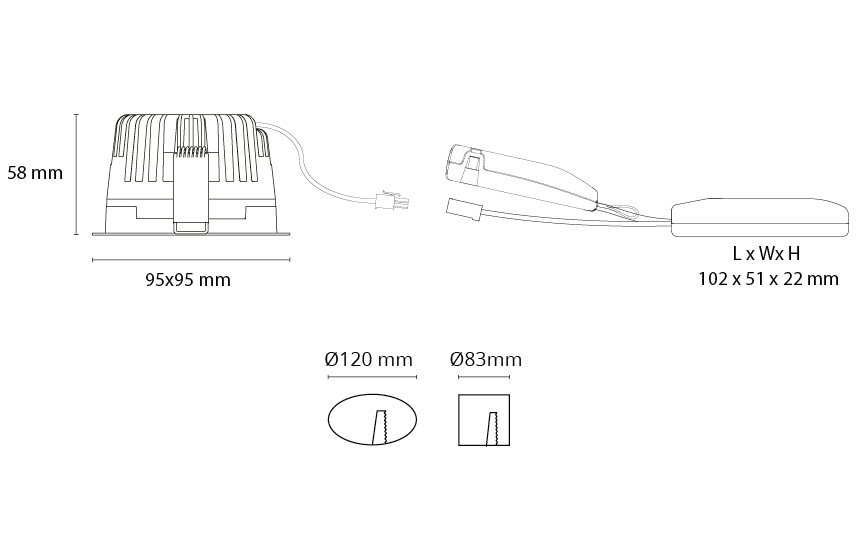 SG Soft Square zwart led 3000K fase afsnijding