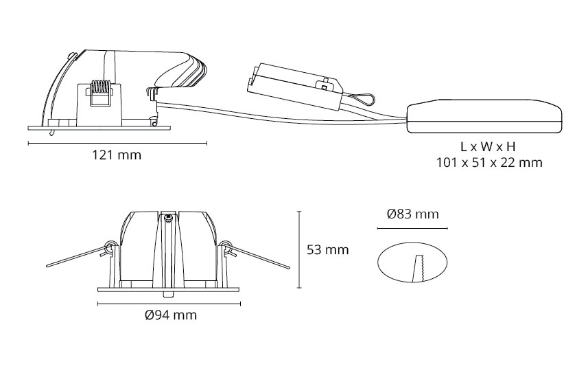 SG Lighting junistar excl. in/out zwart 730LM 4000K