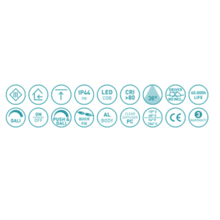 HOFFLIGHTS INBOUW PLAFONDVERLICHTING laos9 9W 2K7 38° wit