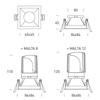 Hofflights plafondinbouw verlichting | 1.1120.8104 malta vierkant wit ZND led