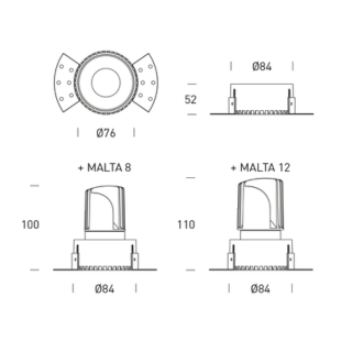 Hofflights plafondinbouw verlichting | 1.1120.8206 malta trimless rond zwart