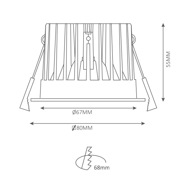 Four Square downlight 7W 80x80mm 2.550K clas. goud zwart ex.driver