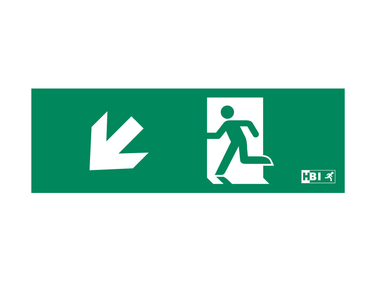 600 groot pictogram pijl links omlaag iso 7010