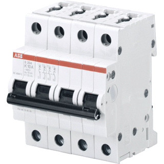Abb S 204 installatieautomaat K karakteristiek 13a 4P 4 beveiligd 4te