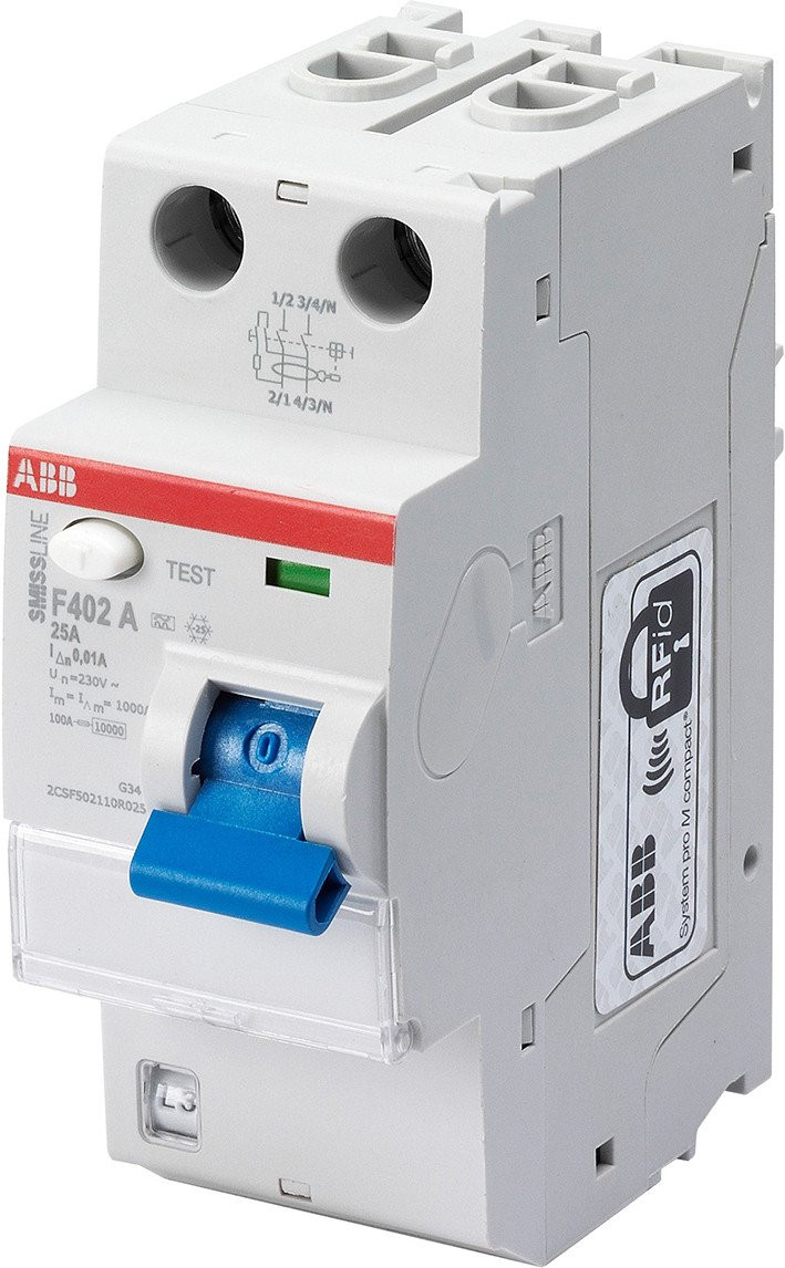 Abb Aardlekschakelaar 2 polig 25a 30ma