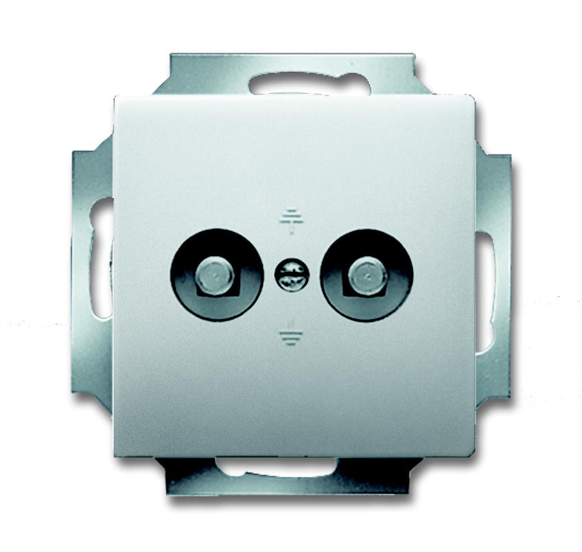 Abb Busch-jaeger aardingscontactdoos+cpl 2V inb pure-RVS