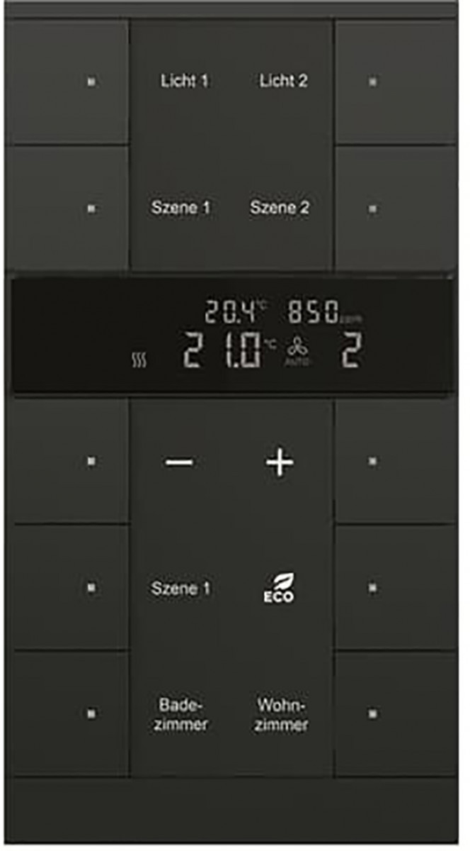 Hvac-Co2 sensor KNX - climaeco mat zwart 10F, ce