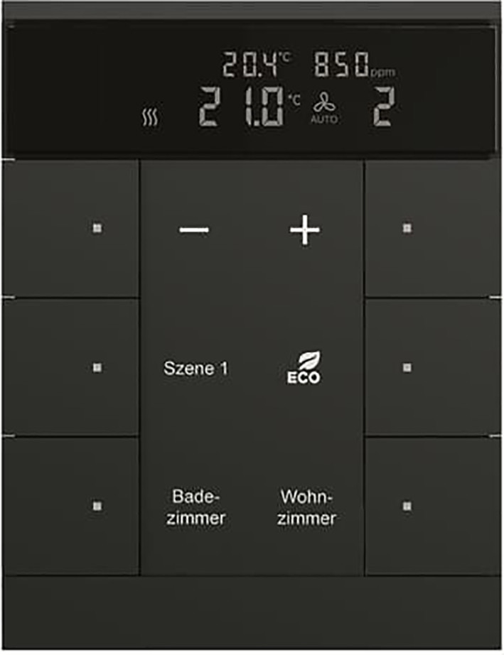 Hvac-Co2 sensor KNX - climaeco mat zwart 6F, ce