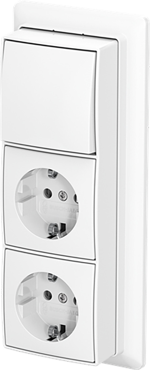 ABB Busch-Jaeger AP plus Combinatie Ra KV 3V wis + plaat opb B-ap+ alpine wit