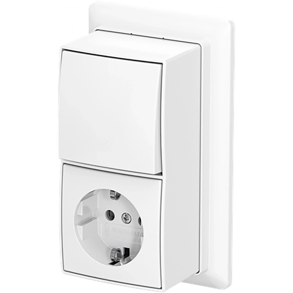 ABB Busch-Jaeger AP plus Combinatie Ra KV wis + plaat opb B-ap+ alpine wit