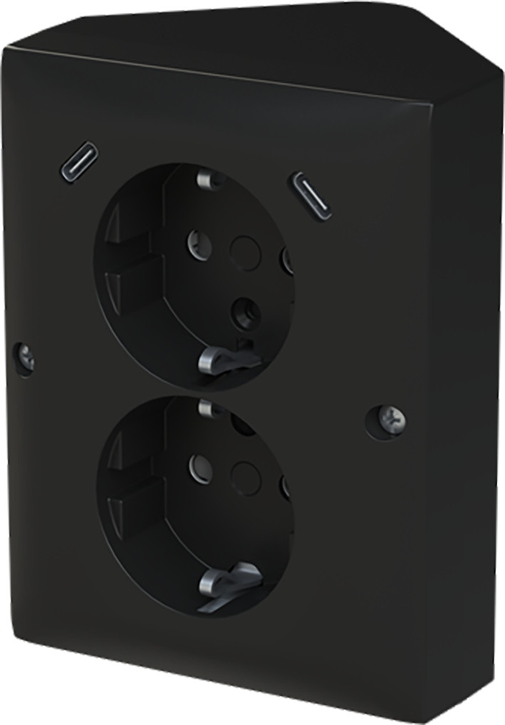 ABB Busch-Jaeger Balance WCD Ra dubbel KV + usb-C/C hoekmontage balance mat zwart