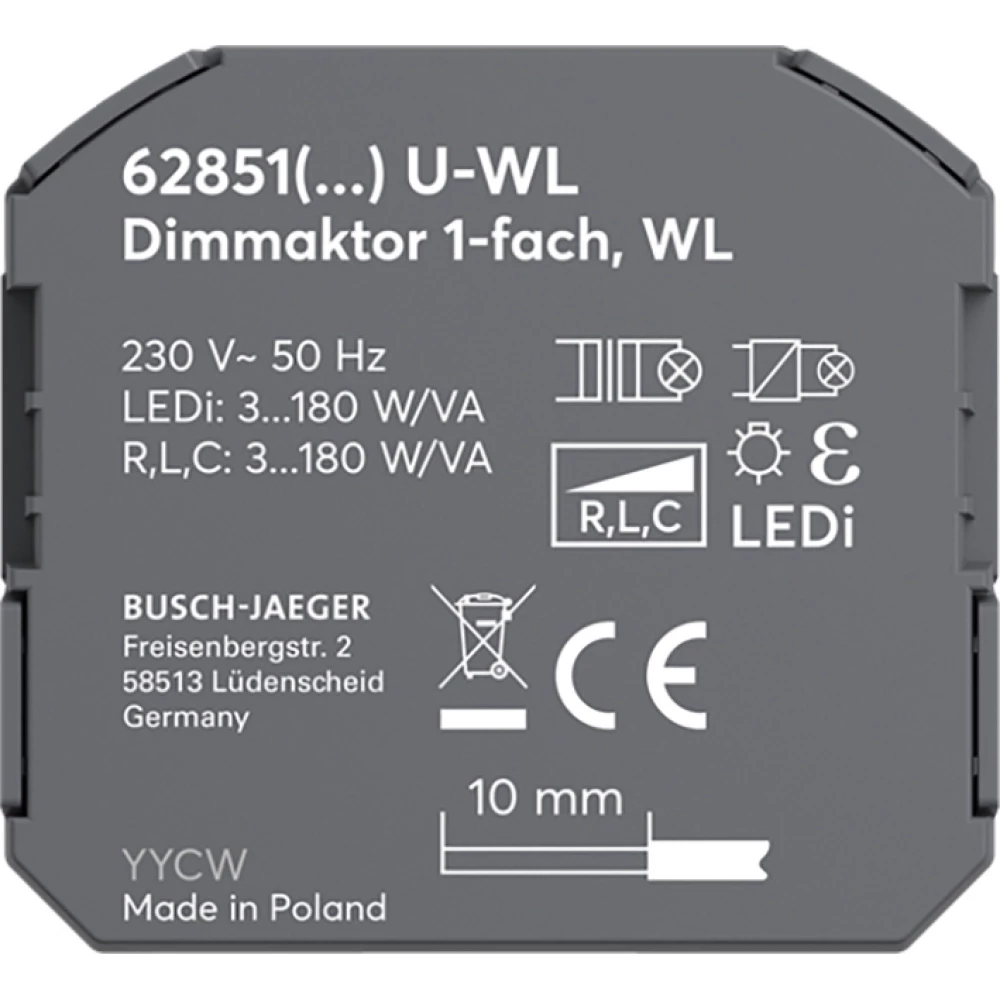 Abb Busch-jaeger dimming actuator 1-fold 230 V acfree@home wireless