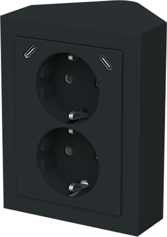 ABB Busch-Jaeger Future WCD Ra dubbel KV + usb-C/C hoekmontage future mat zwart
