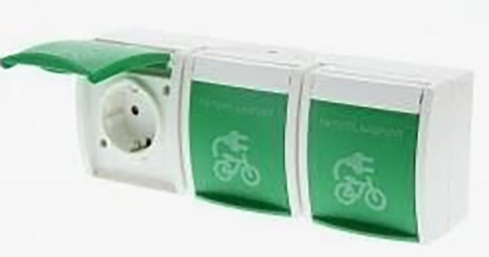 ABB Busch-Jaeger Ocean WCD KV 3-voudig met opdruk voor fietsoplaadpunt groen