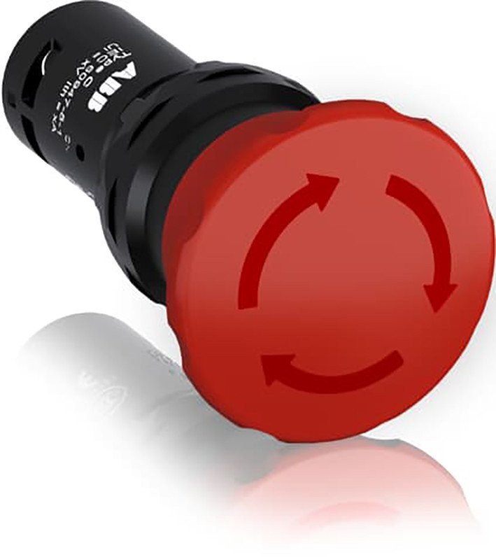 Abb Compact noodstop drukknop 30 MM rood ontgrendeling 2V emo print