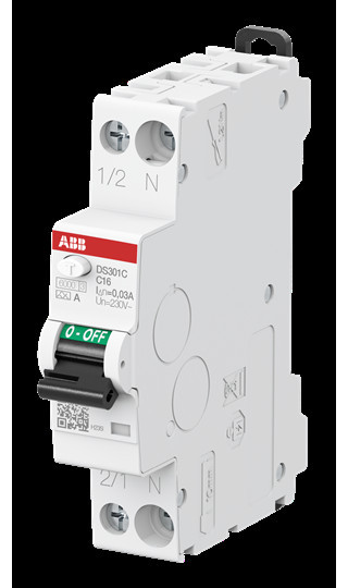 ABB Componenten System pro M compact Aardlekautomaat 1P+N, C kar, 16a, 30ma, 6ka omverpakking 96 stuks