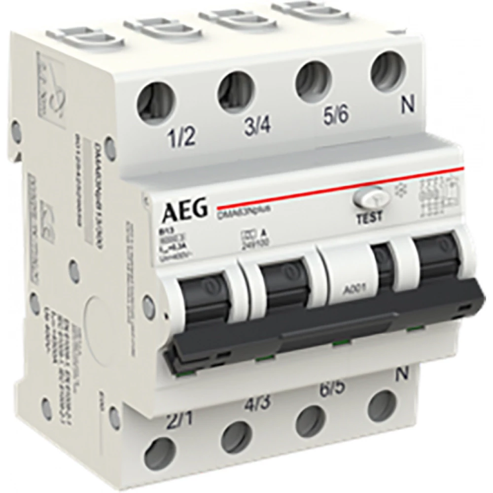 ABB Componenten AEG Aardlekautomaat 3P+N, B kar. 13a, 300ma, 6ka