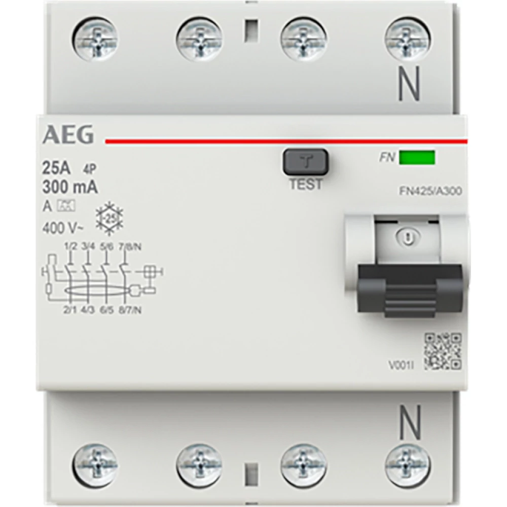 ABB Componenten AEG Aardlekschakelaar 4P. 25a 300 ma, A type