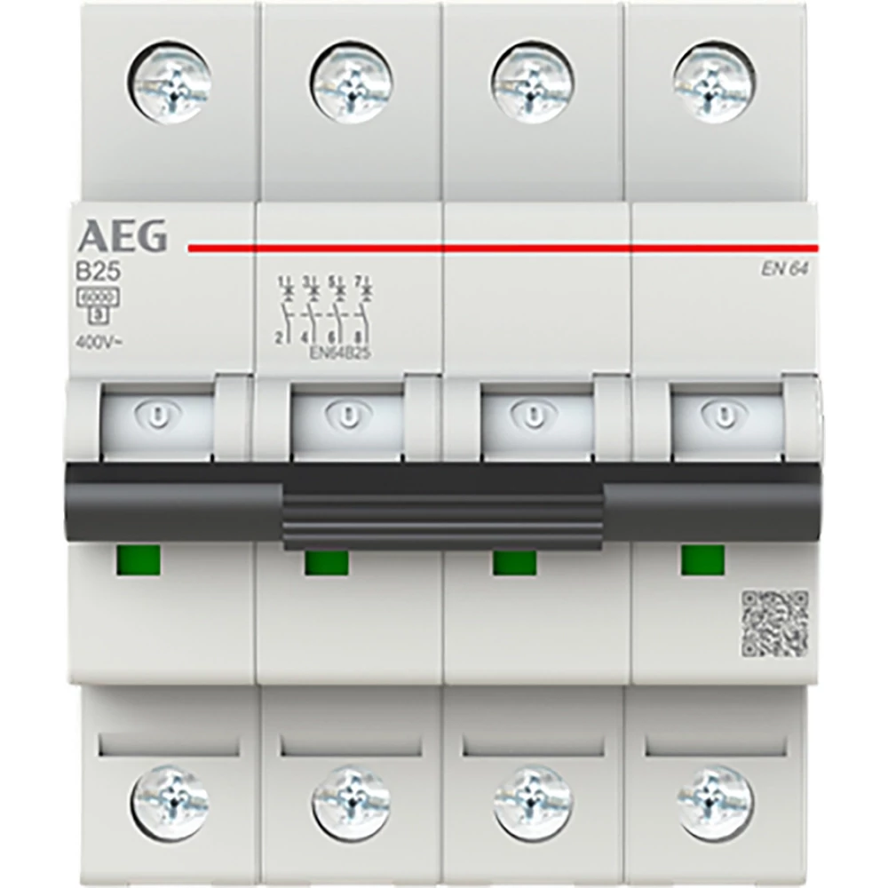 ABB Componenten AEG Installatieautomaat 4P B kar. 25a, 6ka