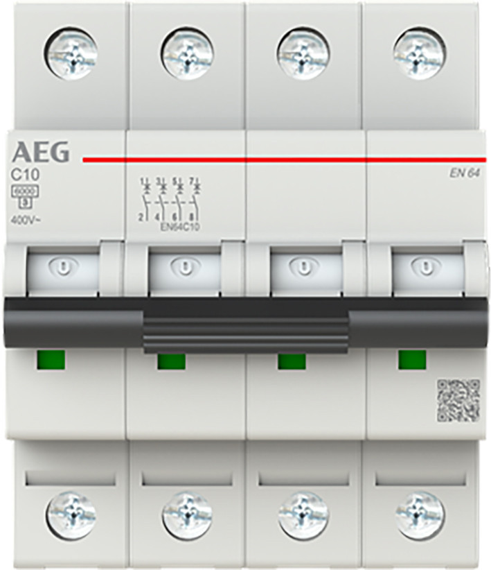 ABB Componenten AEG Installatieautomaat 4P C kar. 10a, 6ka