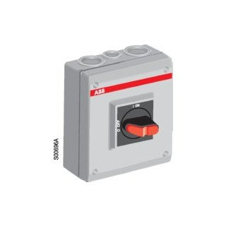 ABB Componenten Enclosed Switches Emc Werkschakelaar 4P 18,5KW, 2 X M32 + M16, 1M rood/gele knop