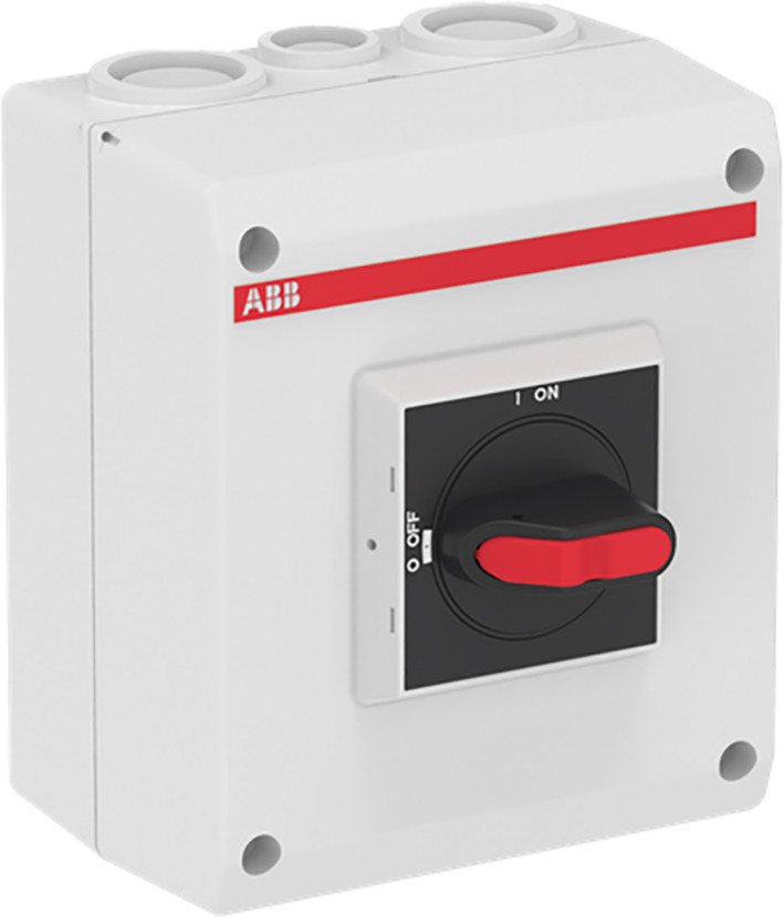 ABB Componenten Enclosed Switches Lastscheider, 4P 32a, 2XM25+M16 zwarte knop