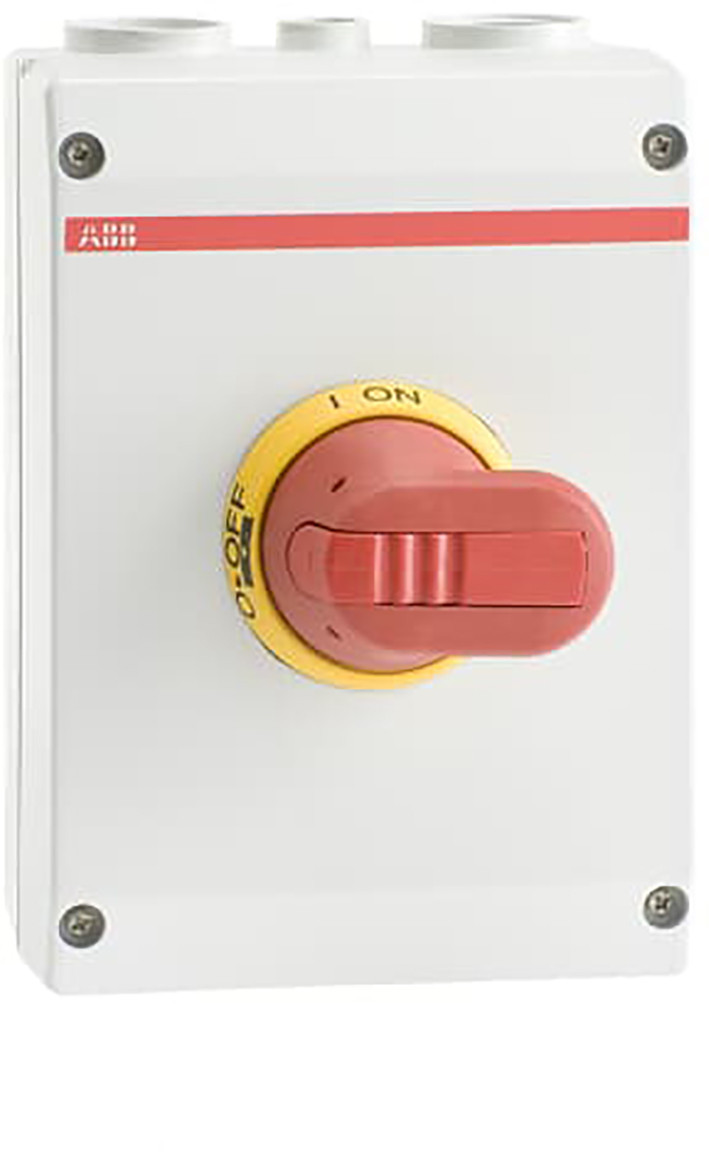 ABB Componenten Enclosed Switches Lastscheider, 6P 45a, 2XM32+M16 rood/gele knop