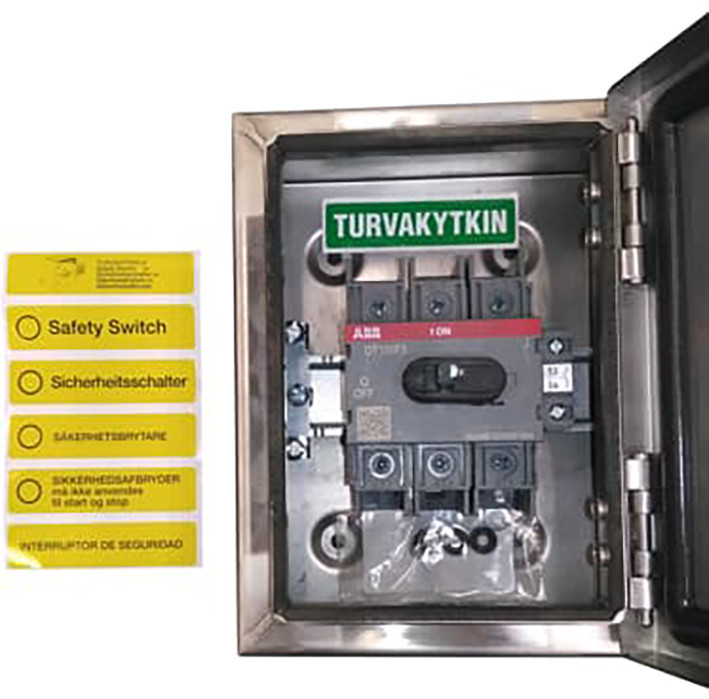 ABB Componenten Enclosed Switches Lastscheider In RVS kast, 63a, 3P, 1no 0NC