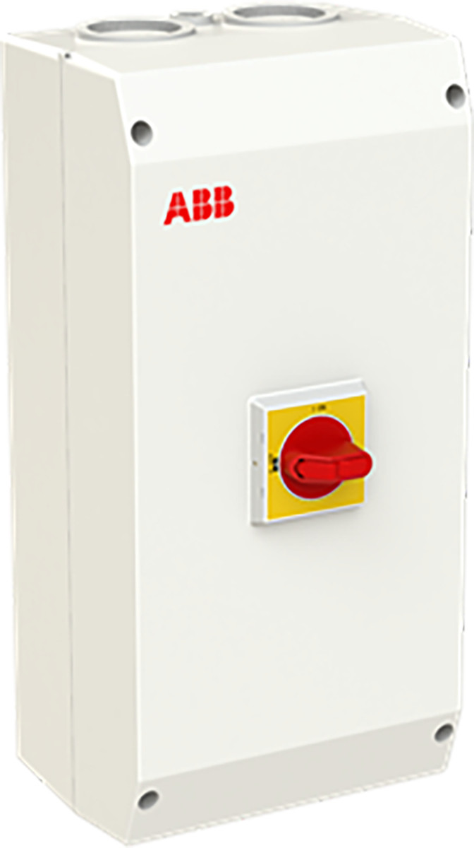 ABB Componenten Enclosed Switches Ote100ga3m Emc onderhoudsschakelaar plastic, 100a, 3P, geel/rode hende