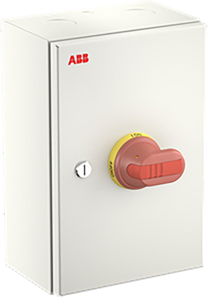 ABB Componenten Enclosed Switches Otl125gba3m Onderhoudsschakelaar steel sheet, 125a, 3P, geel/rode hend