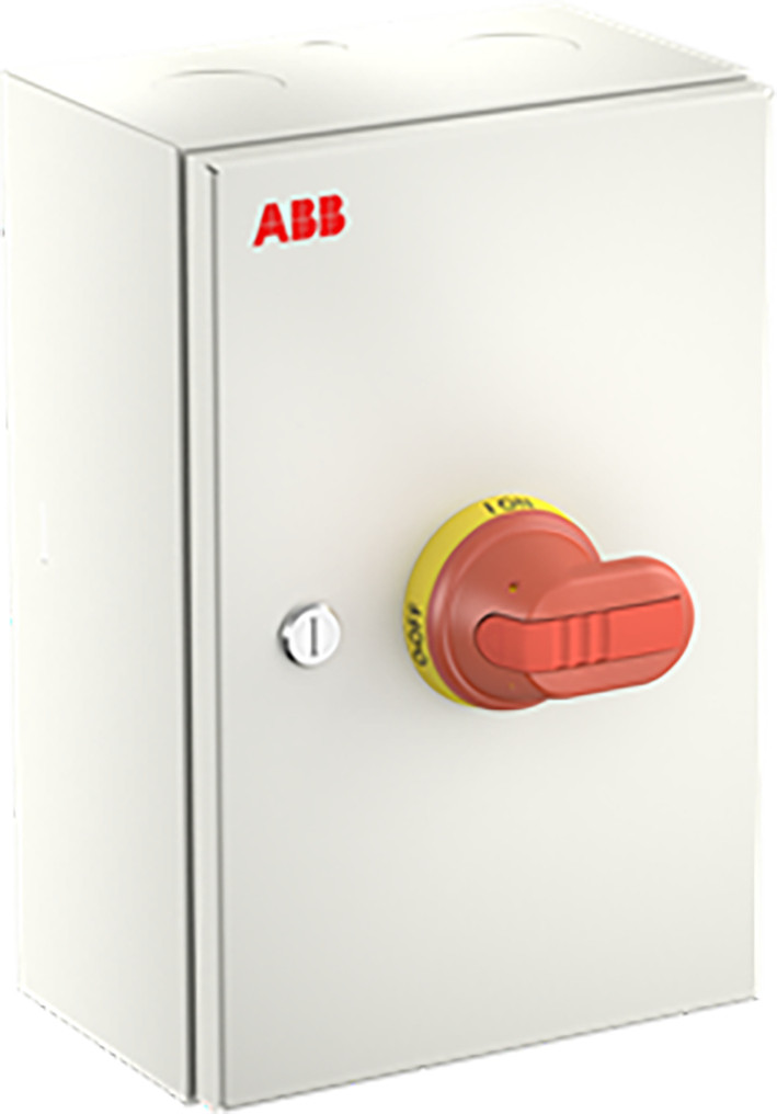 ABB Componenten Enclosed Switches Otl125gt4m Onderhoudsschakelaar steel sheet, 125a, 4P, zwarte hendel M