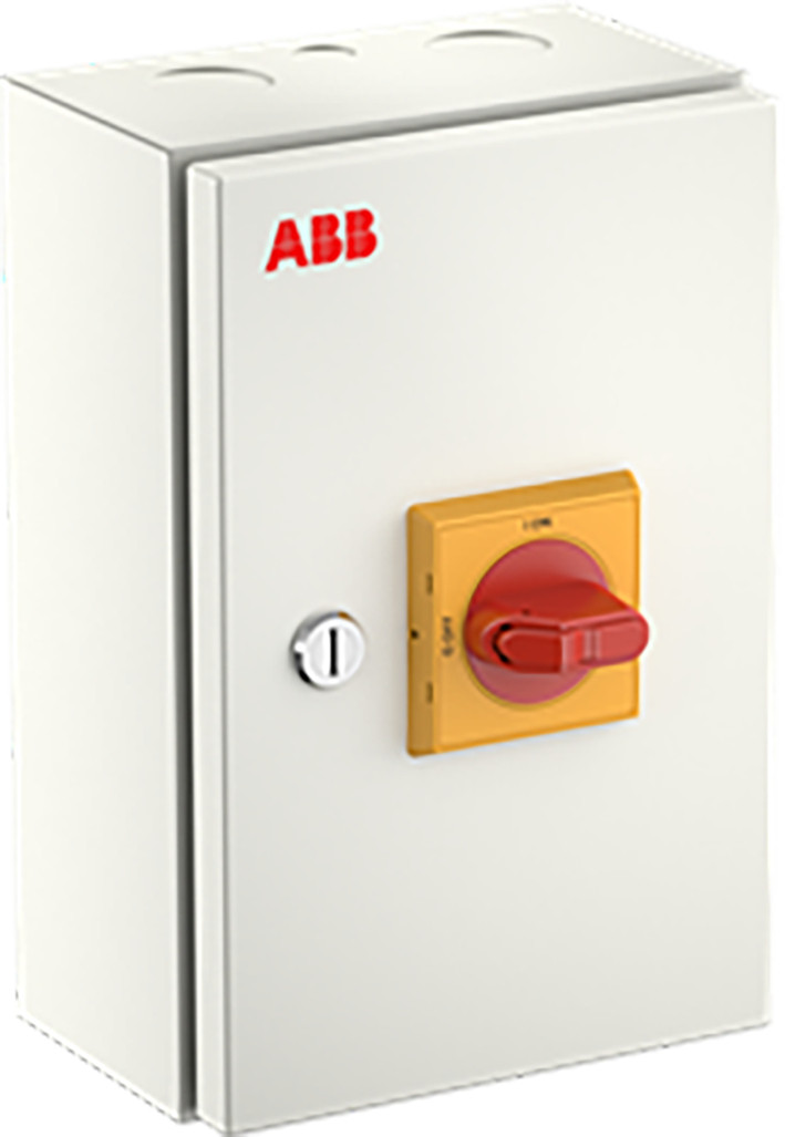 ABB Componenten Enclosed Switches Otl63gba3m Onderhoudsschakelaar steel sheet, 63a, 3P, geel/rode hendel