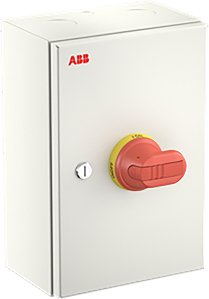 ABB Componenten Enclosed Switches Otl80gba4m Onderhoudsschakelaar steel sheet, 80a, 4P, geel/rode hendel