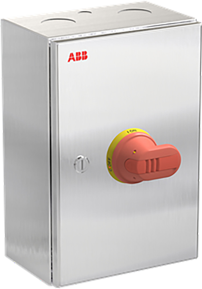 ABB Componenten Enclosed Switches Otr100ga4m Onderhoudsschakelaar stainless steel, 100a, 4P, geel/rode H