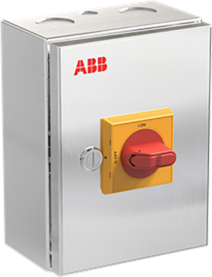 ABB Componenten Enclosed Switches Otr63gba3m Onderhoudsschakelaar stainless steel, 63a, 3P, geel/rode ha