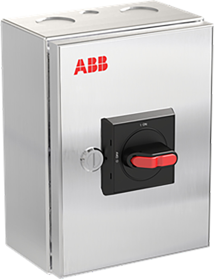 ABB Componenten Enclosed Switches Otr63gt4m Onderhoudsschakelaar stainless steel, 63a, 4P, zwarte hendel