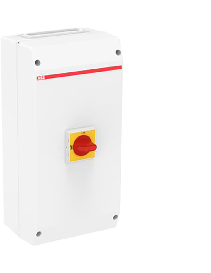 ABB Componenten Enclosed Switches Werkschakelaar 3P 37KW, flens I, 1M rood/gele knop