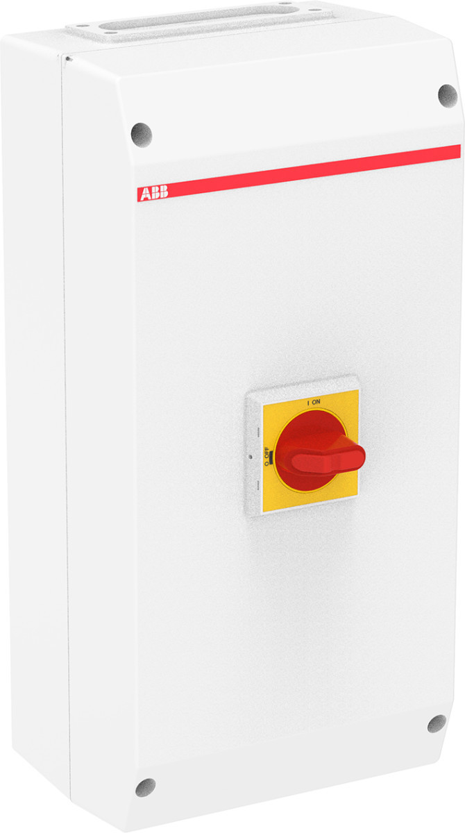 ABB Componenten Enclosed Switches Werkschakelaar 3P 45KW, flens I, 1M rood/gele knop