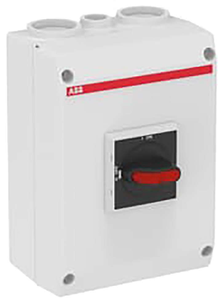 ABB Componenten Enclosed Switches Werkschakelaar 4P 15KW, 2 X M32 + M16, 1M zwarte knop