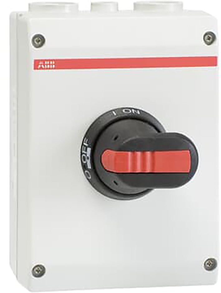 ABB Componenten Enclosed Switches Werkschakelaar 6P 18,5KW, 2 X M32 + M16, 1M zwarte knop