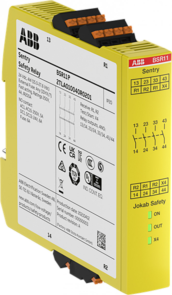 ABB Componenten Jokab / Sentry Veiligeheids/Uitbreidings relais 4 no output 24 VDC voedingsspanning P